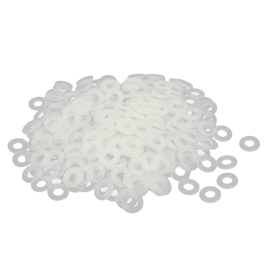 sourcingmap M5 x 10mm x 1mm Nylon Flat Pads Insulating Washers Spacers Gaskets Fastener Grey White 400PCS