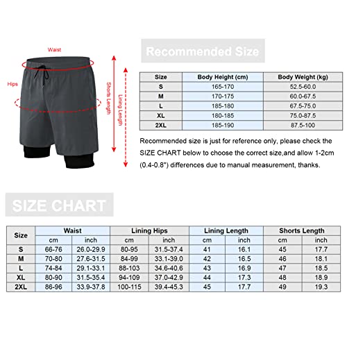 Chusui Calções desportivos 2 em 1 masculinos com bolso elástico respirável basquetebol e corrida des
