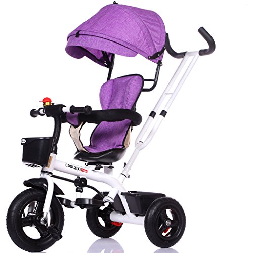 Children's Tricycle Bicycle 1-3-5 Year-old Baby Stroller Baby Trolleys Kids Toy Bicycle Titanium Wheel/Rotary Seat/Storage Frame/Awning (Color : Black, Size : Red) Florida 