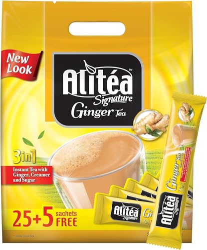 Image of Alitea Signature Ginger Premix Instant Tea 3 in 1, (30 Sachets x 20gms)- 600gms