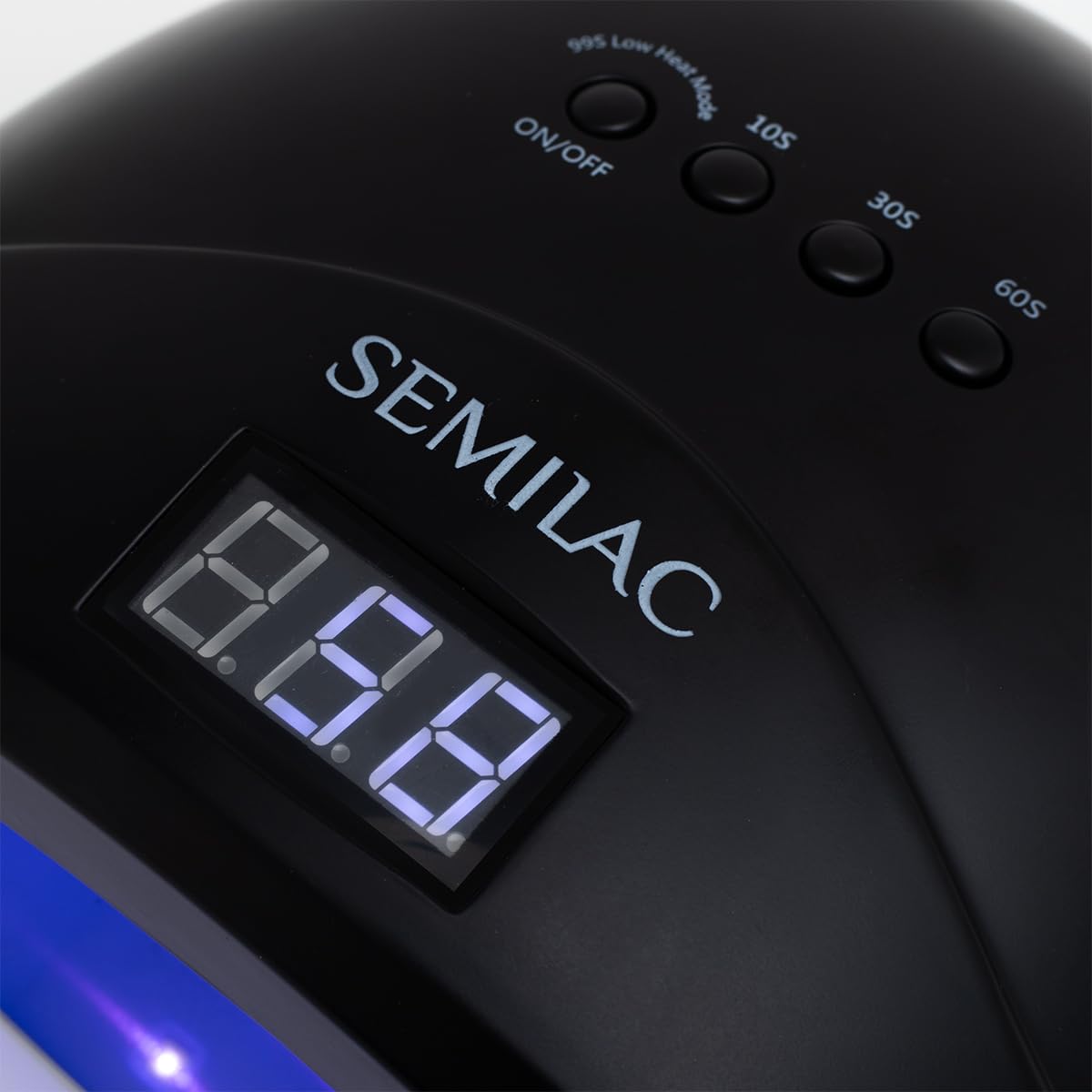 Semilac Lámpara UV LED 24 W/48 W All Black – Lámpara de uñas con LED dual, temporizador, sensor de movimiento y modo de bajo calor