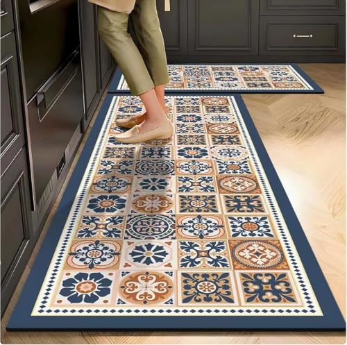 Image of MAXOSHINE Kitchen Mats for Floor Anti Slip Waterproof Feet Comfort Kitchen Runner Floor Mat Standing Desk Mat Floor Mats for Kitchen (120 * 40cm, 60 * 40cm) Set of 2