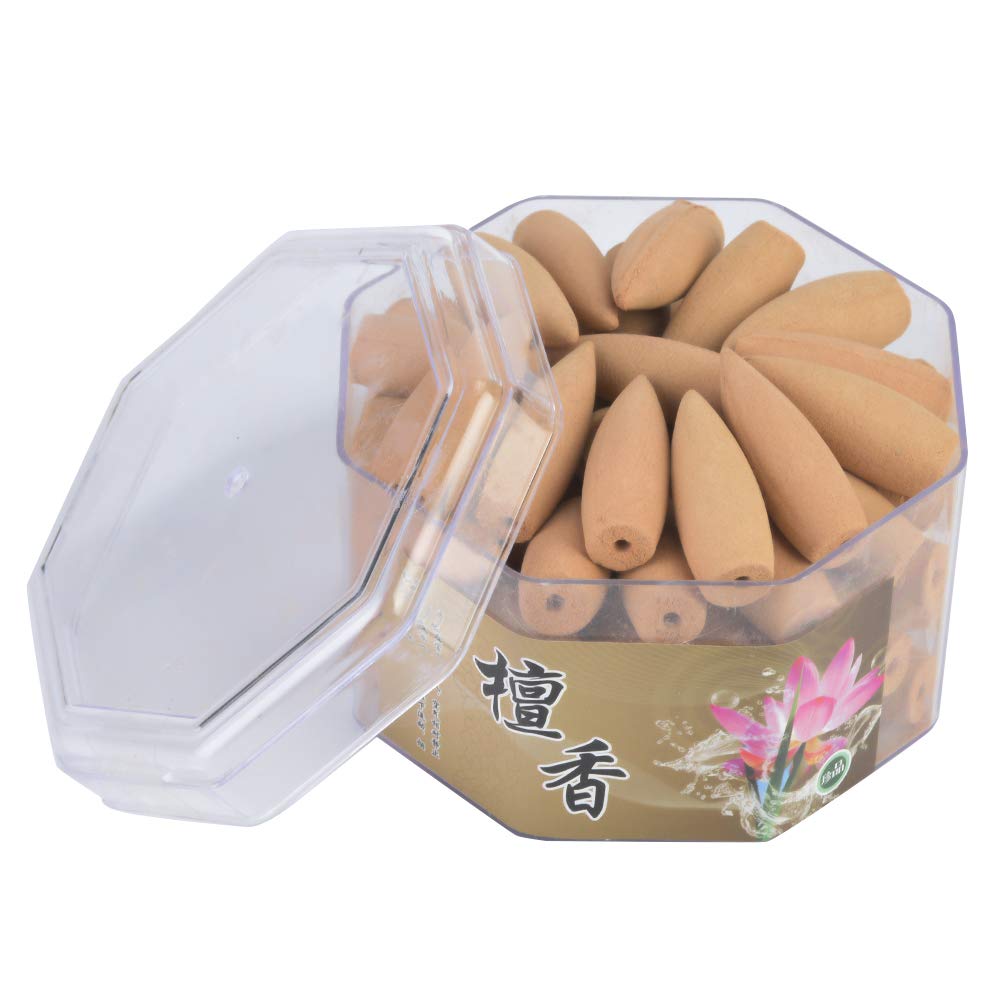 70Pcs Backflow Incense Cones Natural Scents Hypnotizing Sandalwood Reflux Tower Incense for Yoga Tearoom Relaxation(Sandalwood)