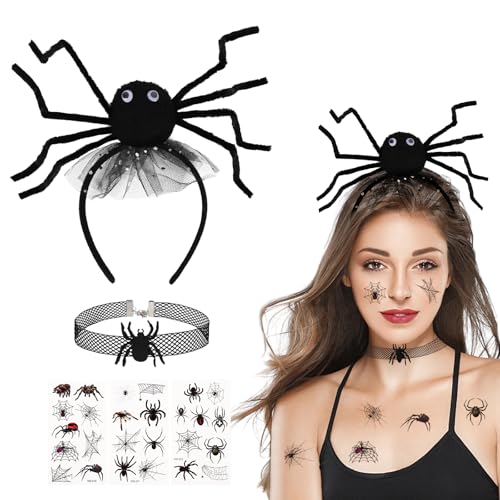 Wolkstello Diadema mulher menina, diadema lustre Halloween, colar tatuagens para acessórios carnaval disfarce