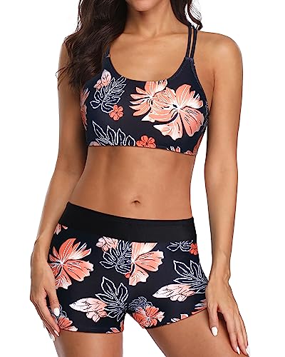 Image of Holipick 3 Piece Tankini Swimsuits for Women Tummy Control Bathing Suits Swim Tank Top with Bra Boy Shorts Teen Swimwear 2026