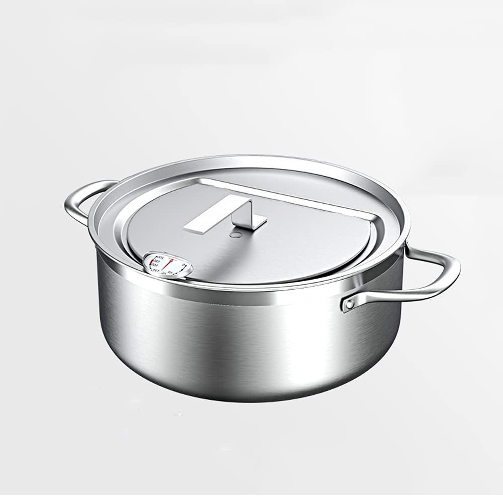 Sxcespp Kitchen Fryer, Stainless Steel Oil Control Pot, Detachable Flip Filter Frame, Diversion Port