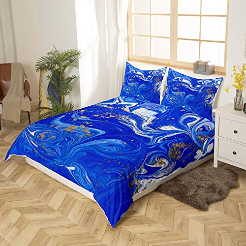 Housse de couette texture marbre de luxe parure de lit double en lin moderne - 3