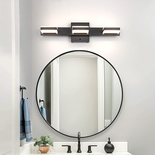 Miniatura 9 de mirrea Luces de tocador de níquel cepillado de 24 pulgadas para baño, 4 luces, accesorios de iluminación para espejo, 3 CCT, luz LED ajustable para