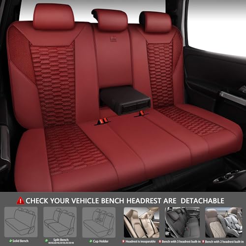 Image of CAR PASS 3D Foam Mesh Leather Seat Covers Full Set, Wine Red Breathable Mesh Faux Leather Seat Covers for Car, Universal Fit for SUVs Vans Sedan Trucks Automotive,Armrest Airbag Compatible, Burgundy
