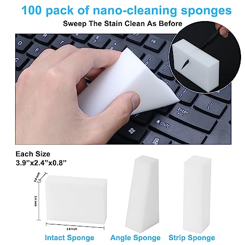 Image of 100 Pack Magic Sponge Eraser,Multi-Functional Household Cleaning Kitchen Dish Sponge for Furniture,Extra Thick and Long Lasting Melamine Cleaning Sponges for Bathroom,Bathtub, Wall Cleaner (100)