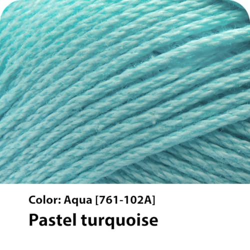 Image of Lion Brand Yarn (1 Skein) 24 /7 Cotton Yarn, Aqua | Light Worsted 100% Mercerized Cotton Yarn for Crochet, Knitting, Craft, 185 Yards of Natural Fiber for Tees, Bags, Dishcloths
