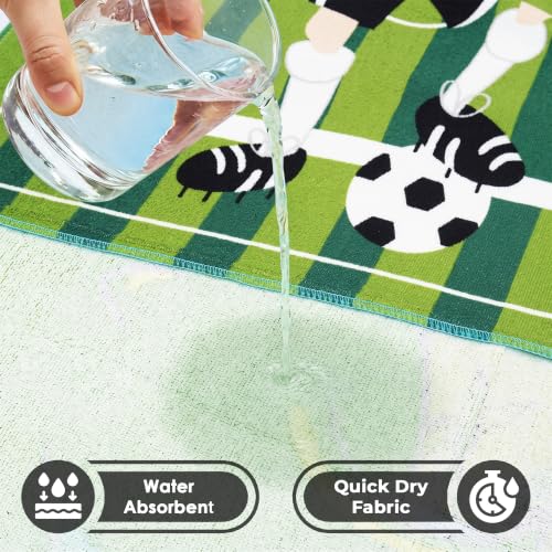Image of Kids Poncho Towel 120x60 CM, Football Player, Forest Green