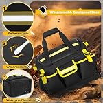 15-Inch Sac à outils avec fond dur, organisateur de boîte à outils électrique, diviseurs amovibles, poches multiples, bandes réfléchissantes, poignée rembourrée & Sangle d'épaule, idéal pour le réparateur, Artisan