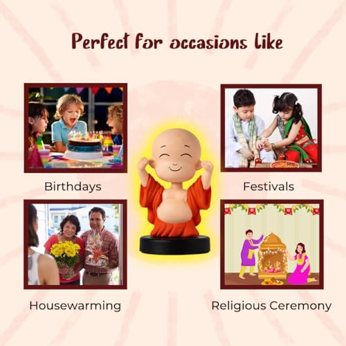 Image of Mini Laughing Buddha for Good Luck Bobblehead, Idol for Car Dashboard, Home Decor Items for Living Room, Office Desk, Superhero Action Figure, Gifting Kids, Family & Friends