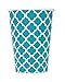 Quatrefoil Paper Cups, 12 Ounce, Teal, 6 Count