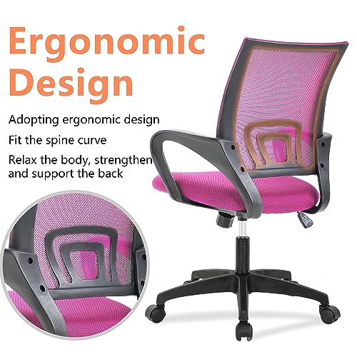 PayLessHere-Home-Office-Chair-Desk-Computer-Chair-Adjustable-Ergonomic-Chair-Lumbar-Support-Armrest-Executive-with-High-Density-Mesh-360-Degree-Swivel-Chair-for-Men-Women-Adults-Chair-Pink