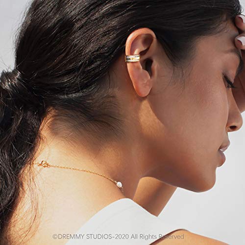 Dremmy Studios Dainty Cz Ear Cuffs Earrings 14K Gold Filled Chunky Simple Thick Round Non Pierced Tiny Ear Cuffs White Cubic Zirconia Sleeper Huggie Hoops Ear Cartilage Clip Fake Earrings #TOP1