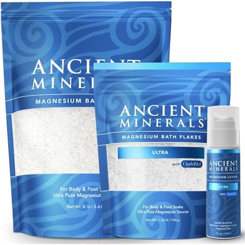 Ancient Minerals Magnesium Bath Flakes - Magnesium Lotion and Bath Flakes Ultra with MSM - Pure Genuine Zechstein Chloride Cover