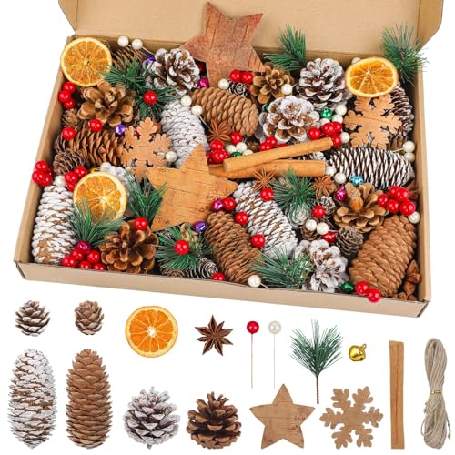 305Pcs Natural Pine Cones Berry Pine Branch for DIY Advent Wreath...