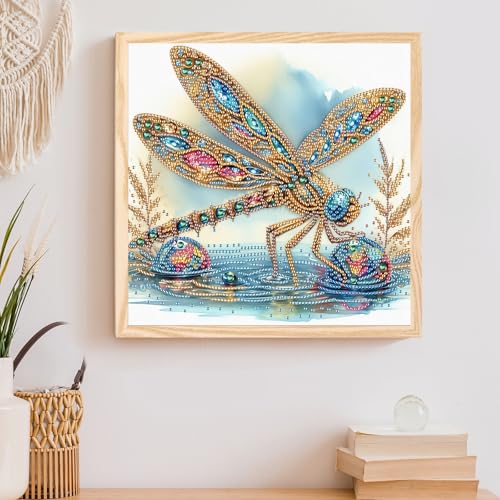 Image of Tontut Diamond Art Painting Kit, Water Dragonfly Adult 5D DIY Diamond Art Kit for Gift Wall Decoration, Suitable for Office, or Home Wall Decoration