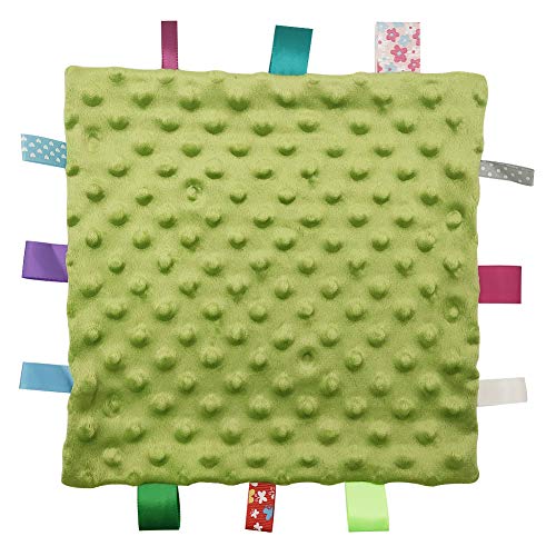 Image of Inchant Boy Tag Security Blanket - Baby Car Plush Comforter Taggy Blankies, Pale Green Textured Underside