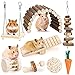 BBjinronjy Hamster-Kauspielzeug-Set für kleine Tiere, Zahnpflege, Holzzubehör für Meerschweinchen, Chinchillas, Rennmäuse, Mäuse, Ratten, Mäuse, Nager, Spielzeug, Schaukel, Wippe, Brücke
