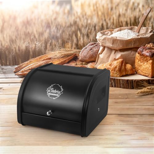 Caja para guardar pan de hierro negro mate con acabado resistente y elegante 8