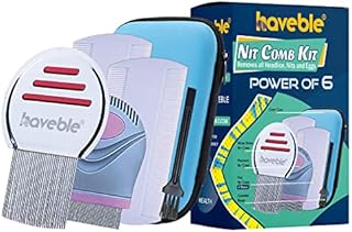 Haveble Complete Nit Comb Kit-Power of 6-Removes all Headlice Nits Ticks Fleas Eggs-Lice Removal Hair Combs for Adults Kids Pets-No Chemical Treatments-Made of High Grade Metal Stainless Steel Plastic