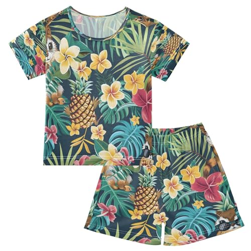 senya Short Sleeve Pajamas Sets Summer Cotton Sleepwear Pineapples Chipmunks