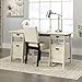 Sauder Trestle Office Desk with Drawers, Executive Desk Writing Desk with File Cabinet Storage and Shelves, Cable Management, in Chalked Chestnut