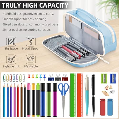 Image of Cute Pencil Case for Girls - Large Pencil Pouch for Girls,Big Capacity Portable Pen Bag,Special Aesthetic Pen Box with Handle,School Supplies Stationary Organizer for Kids Teens Adults