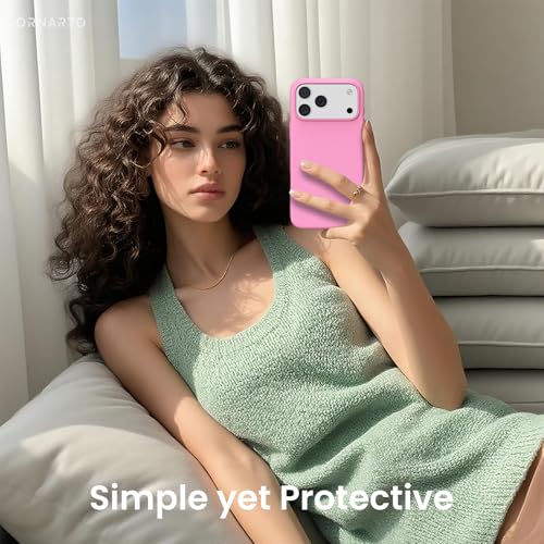 Image of ORNARTO Compatible with iPhone 17 Pro Max Case 6.9 inch, Slim Liquid Silicone 3 Layers Soft Gel Rubber Shockproof Protective Cover with Anti-Scratch Microfiber Lining-Peach Pink