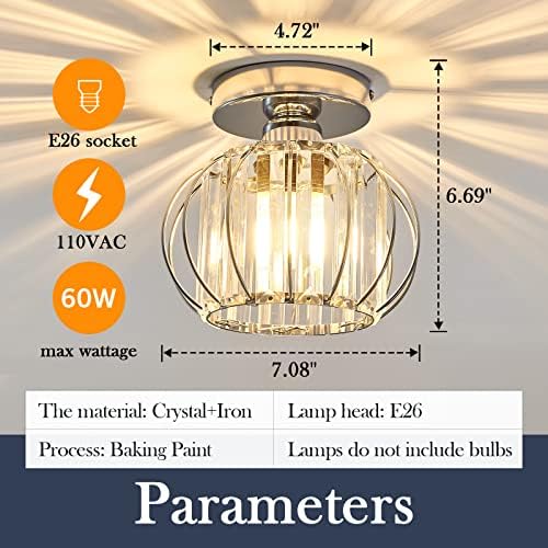 YYJLX Modern Semi Flush Mount Ceiling Light Fixture E26 Mini Crystal ...