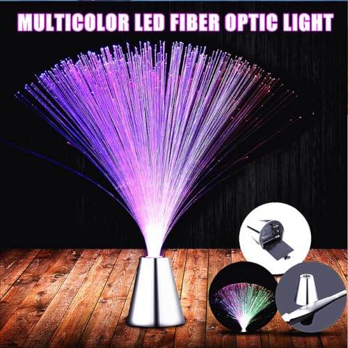 Fiber Optic Lamp, LED Colourful Changing Centerpiece Sensory Multicolor Light Fountain Ice Calming Mood Bedroom Nightlight Atmosphere Lantern Table Decoration Lighting Festival Wedding Christmas
