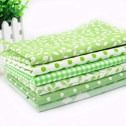 Fat Quarter Fabric Bundles Pre-Cut Quilting Cotton Twill Striped Printed Assortments,Good Quality Craft Cloth Bundle Squares,DIY for Sewing Crafting Rose Flavor(Green,18 by 20.5Inch)