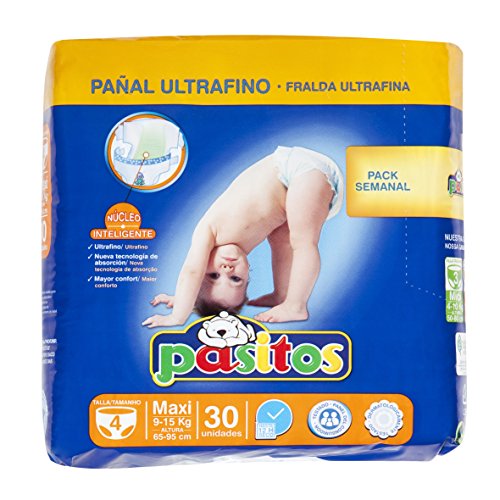 Pasitos - Pañales para bebés - Talla 4, 9-15 kg - 30 unidades