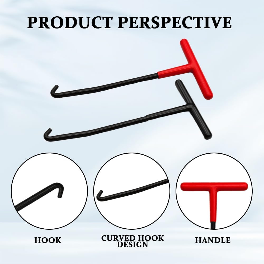 Motorcycle Exhaust Spring Hook, Spring Removal Tool, T Shaped Handle Exhaust Pipe Spring Puller Installer Hooks Tool with Rubber Coating, Car Accessories Fit for Most Vehicles (Red+Black)