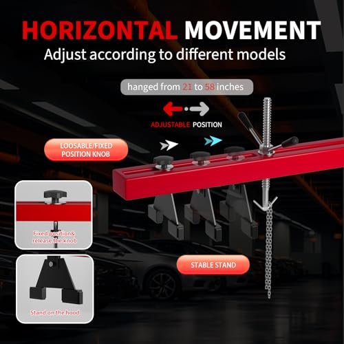 Barra de Soporte para Motor Takywep, Capacidad 1100 lb, Elevador Dual con Ganchos Ajustable para Reparación Automotriz en Taller o Garaje miniatura 4