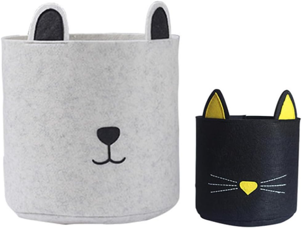 Totority 2pcs Cartoon Dog-shaped Laundry Bags for Felt Storage Baskets with No Easy Break Feature, Portable and Practical Dirty Clothes Storage for Room