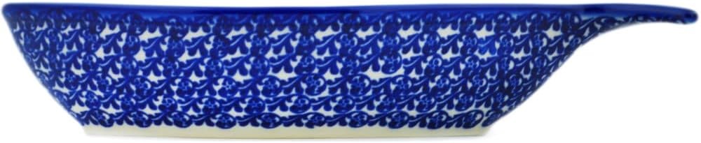 Polmedia Polish Pottery Fish Shaped Platter 10-inch UNIKAT - Hidden Beauty Pattern Handmade in Boleslawiec Poland by Ceramika Dalia + Certificate of Authenticity