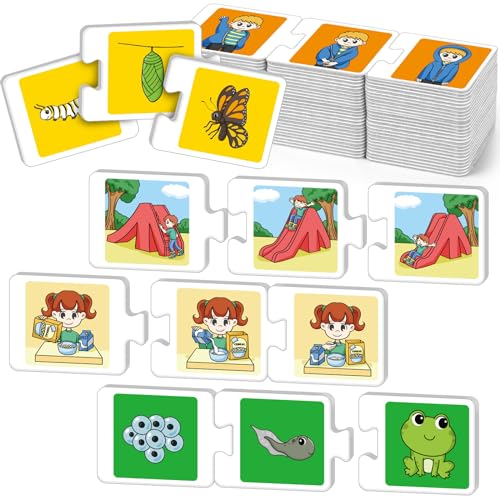Kasfalci Sequencing Puzzle Cards,Sequence Board Game for Kids,Speech Therapy Materials for Autism,Storytelling,Social Skills,Sentence Building,Toddler Puzzles,Learning Activities,Classroom &Homeschool