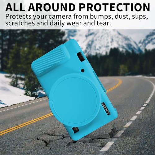 Capa para câmera Sony ZV-1 Vlog, capa para câmera com alça, capa de silicone macio com capa de lente
