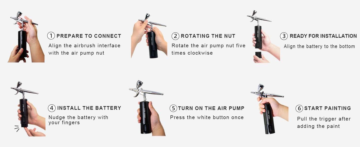 J PEN HOBBY P1 Airbrush Kit with compressor portable cordless airbrush set.Rechargeable auto stop dual action airbrush,model painting nail art craft lure