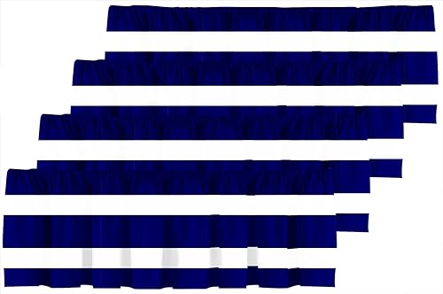 Miniatura 8 de Cenefa de cortina opaca con bolsillo para cortinero a rayas azul marino y blanco, para decoración de cocina, dormitorio, 52 x 18 pulgadas, azul
