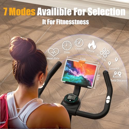 Image of HOELLL Exercise Bike Stationary Bikes for Home Compact Indoor Cycling Bike | with Tablet Mount, with Exclusive Heart Rate Sensor and APP Sync, with Continuously Variable Resistance, Black&White&Red