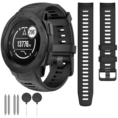 Waterproof Band Compatible with Garmin Instinct Watch Bands, 22mm Soft Silicone Replacement Watch...