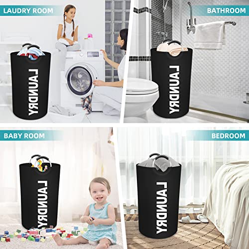Storageright 90L Large Laundry Basket, Laundry Hamper, Dirty Clothes Hamper For Laundry, Collapsible, Waterproof Laundry Baskets With Foam Protected Aluminum Handles For Laundry, Dorm, Family (Black) #TOP5