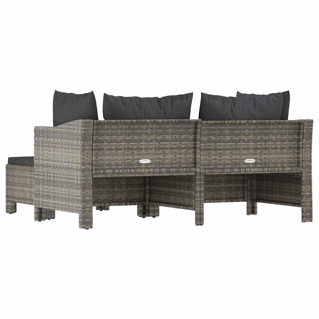vidaXL Repose-Pieds de Jardin avec Coussin en polyrotin Gris