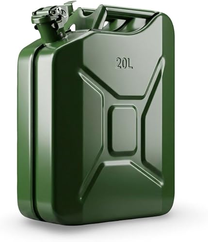 Military-Style Metal Jerry Can Olive Green 20L with Locking Pin