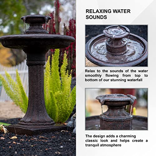 Xbrand AM1355 28 Inch Solar Water Fountain, 1-Tier, Outdoor Birdbath thumb #4
